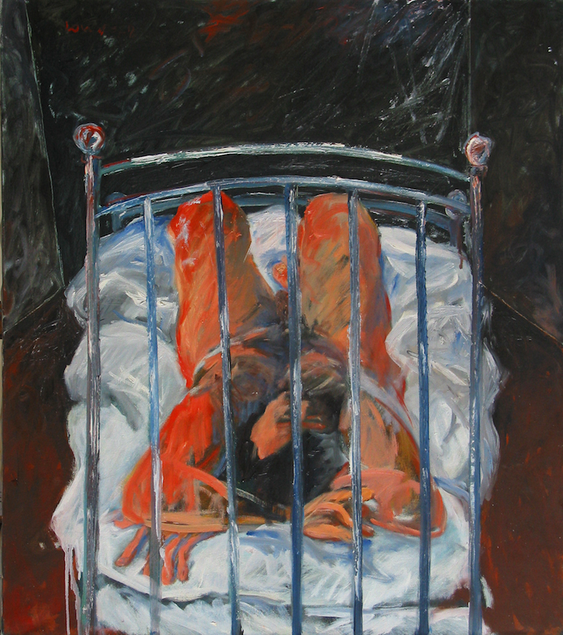 Felice Lovisco, Figura sul letto, olio su tela, 1975