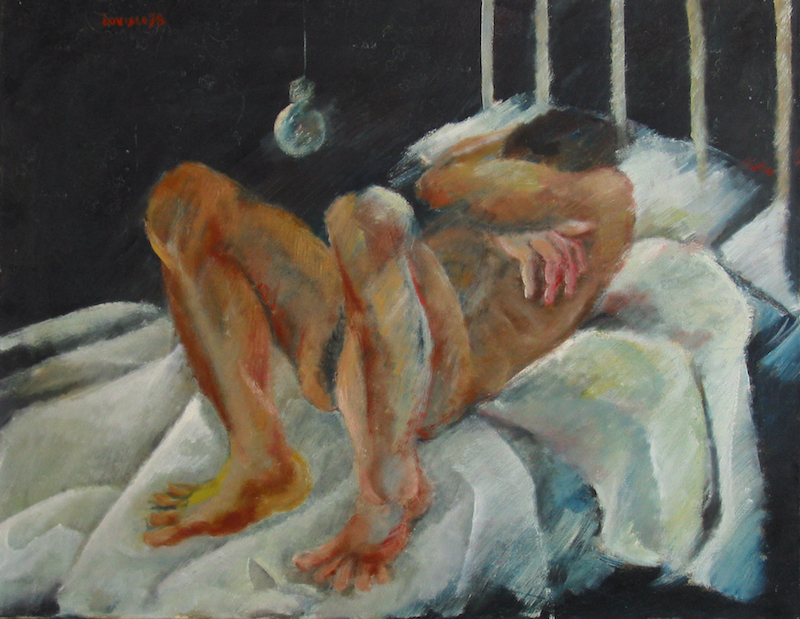Felice Lovisco, Figura sul letto, olio su tela, 1978