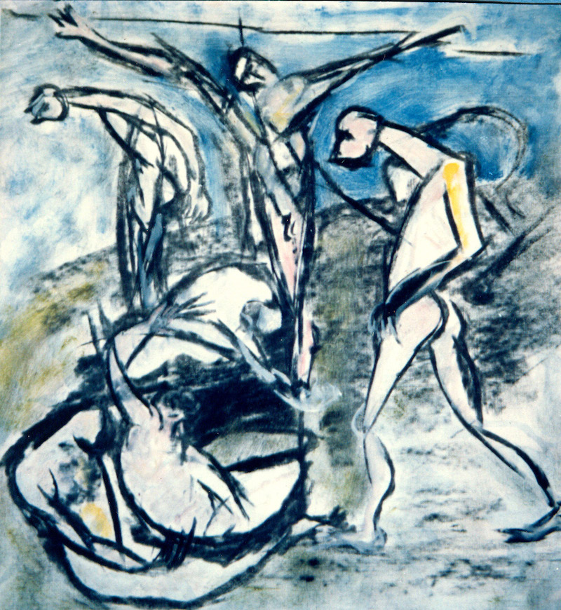 Felice Lovisco, tecnica mista su carta, 1975